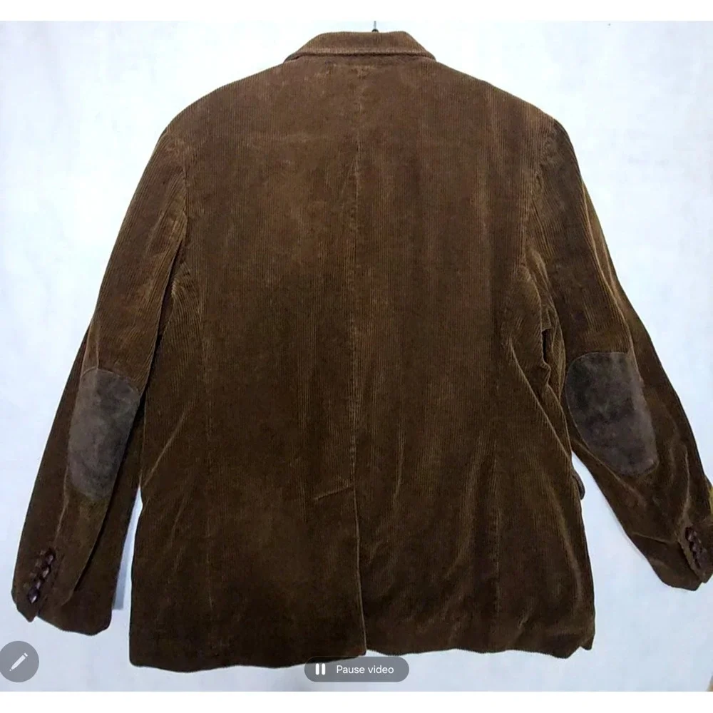 J Crew Mens Corduroy Jacket Mens L Blazer Fleece Lined Academia Barn Coat Brown‎